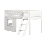 High Bed 120 cm with Treehouse, Ladder and Safety Rail, 90x200 cm, White MID_HIGH-BED 200 flexa-com.myshopify.com