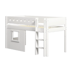 High Bed 120 cm with Treehouse, Ladder and Safety Rail, 90x200 cm, White MID_HIGH-BED 200 flexa-com.myshopify.com
