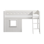High Bed 120 cm with Treehouse, Ladder and Safety Rail, 90x200 cm, White MID_HIGH-BED 200 flexa-com.myshopify.com