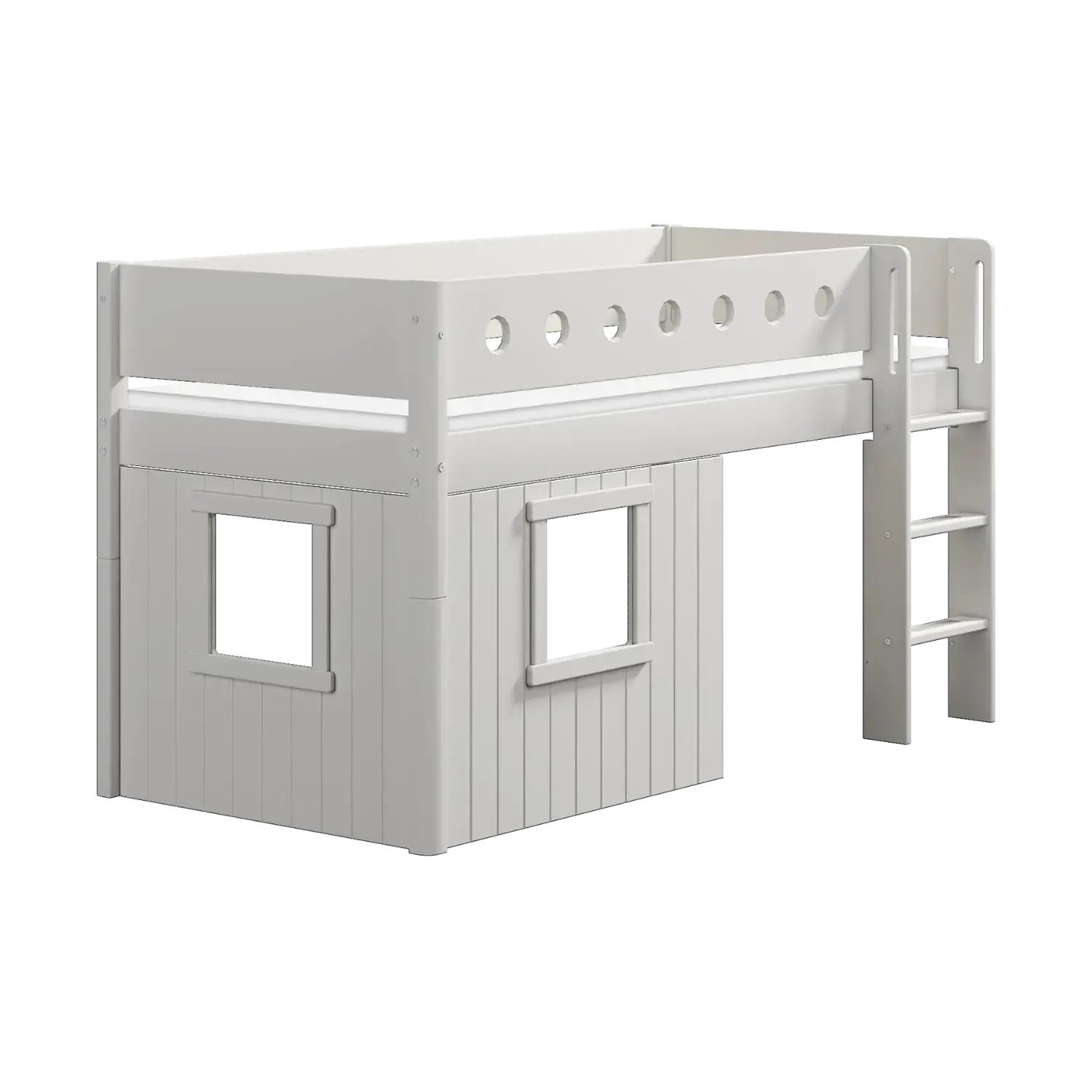 High Bed 120 cm with Treehouse, Ladder and Safety Rail, 90x200 cm, White MID_HIGH-BED 200 flexa-com.myshopify.com