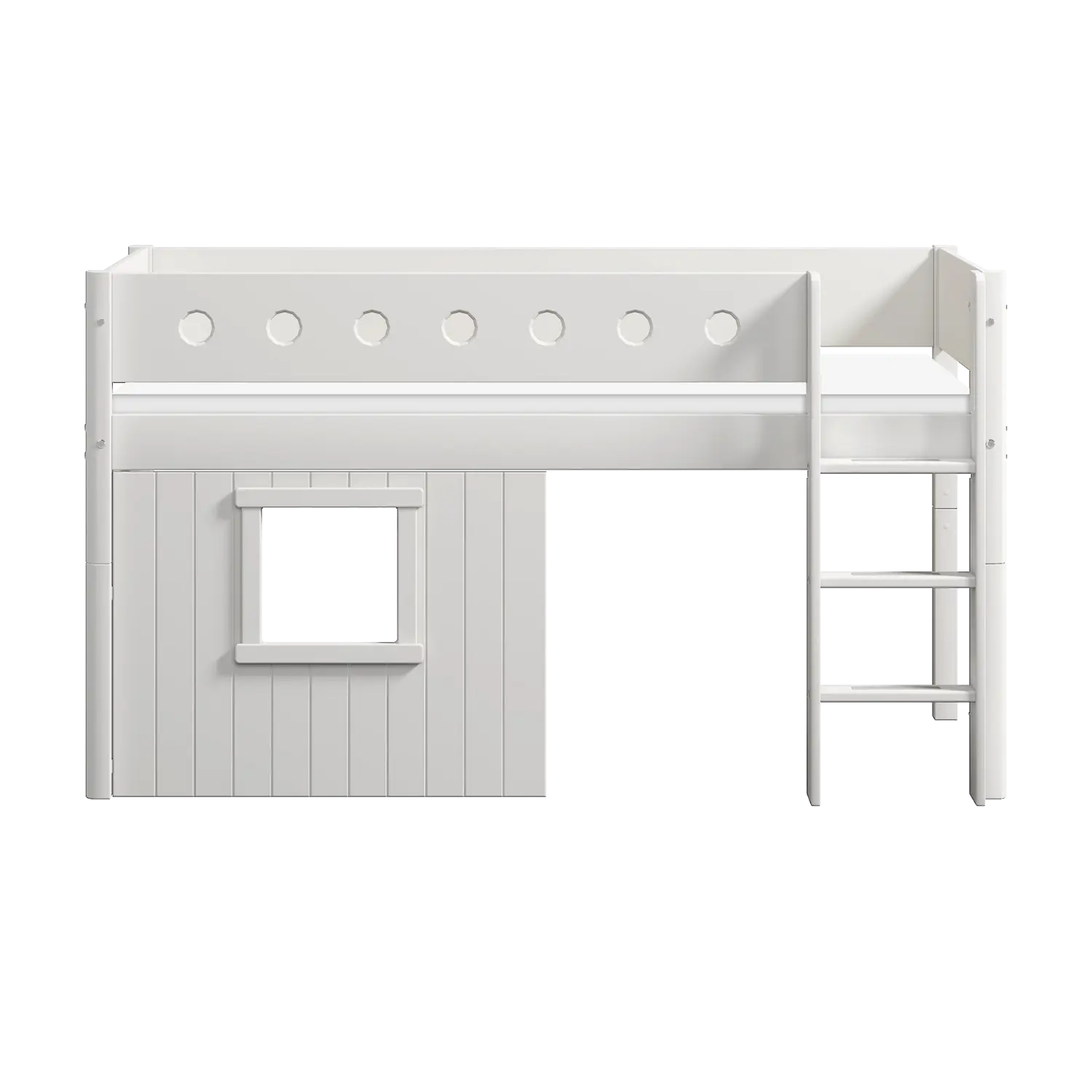 High Bed 120 cm with Treehouse, Ladder and Safety Rail, 90x200 cm, White MID_HIGH-BED 200 flexa-com.myshopify.com