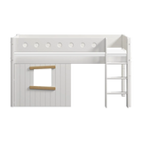 High Bed 120 cm with Treehouse, Ladder and Safety Rail, 90x200 cm, White MID_HIGH-BED 200 flexa-com.myshopify.com