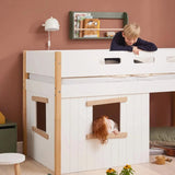 High Bed 120 cm with Treehouse, Ladder and Safety Rail, 90x200 cm, White/Oak MID_HIGH-BED 200 flexa-com.myshopify.com