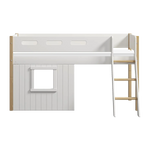 High Bed 120 cm with Treehouse, Ladder and Safety Rail, 90x200 cm, White/Oak MID_HIGH-BED 200 flexa-com.myshopify.com