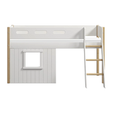 High Bed 120 cm with Treehouse, Ladder and Safety Rail, 90x200 cm, White/Oak MID_HIGH-BED 200 flexa-com.myshopify.com