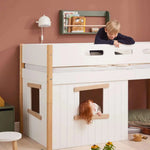 High Bed 120 cm with Treehouse, Ladder and Safety Rail, 90x200 cm, White/Oak MID_HIGH-BED 200 flexa-com.myshopify.com