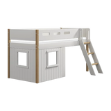 High Bed 120 cm with Treehouse, Ladder and Safety Rail, 90x200 cm, White/Oak MID_HIGH-BED 200 flexa-com.myshopify.com