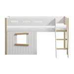 High Bed 120 cm with Treehouse, Ladder and Safety Rail, 90x200 cm, White/Oak MID_HIGH-BED 200 flexa-com.myshopify.com