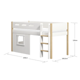 High Bed 120 cm with Treehouse, Ladder and Safety Rail, 90x200 cm, White/Oak MID_HIGH-BED 200 flexa-com.myshopify.com
