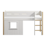 High Bed 120 cm with Treehouse, Ladder and Safety Rail, 90x200 cm, White/Oak MID_HIGH-BED 200 flexa-com.myshopify.com