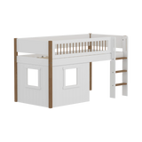 High Bed 120 cm with Treehouse, Ladder and Safety Rail, 90x200 cm, White/Oak MID_HIGH-BED 90X200 flexa-com.myshopify.com