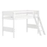 High Bed 143 cm with Ladder and Safety Rail, 90x200 cm, White FLEXA SEMI_HIGH-BED semi-highsleeper-200x90-f-wht-sl-ladder-crossbars   90X200 flexa-com.myshopify.com