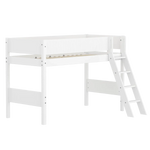 High Bed 143 cm with Ladder and Safety Rail, 90x200 cm, White FLEXA SEMI_HIGH-BED semi-highsleeper-200x90-f-wht-sl-ladder-grooves   90X200 flexa-com.myshopify.com