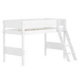 High Bed 143 cm with Ladder and Safety Rail, 90x200 cm, White FLEXA SEMI_HIGH-BED semi-highsleeper-200x90-f-wht-sl-ladder-grooves   90X200 flexa-com.myshopify.com