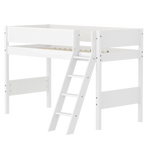 High Bed 143 cm with Ladder and Safety Rail, 90x200 cm, White FLEXA SEMI_HIGH-BED semi-highsleeper-200x90-f-wht-sl-ladder-grooves   90X200 flexa-com.myshopify.com