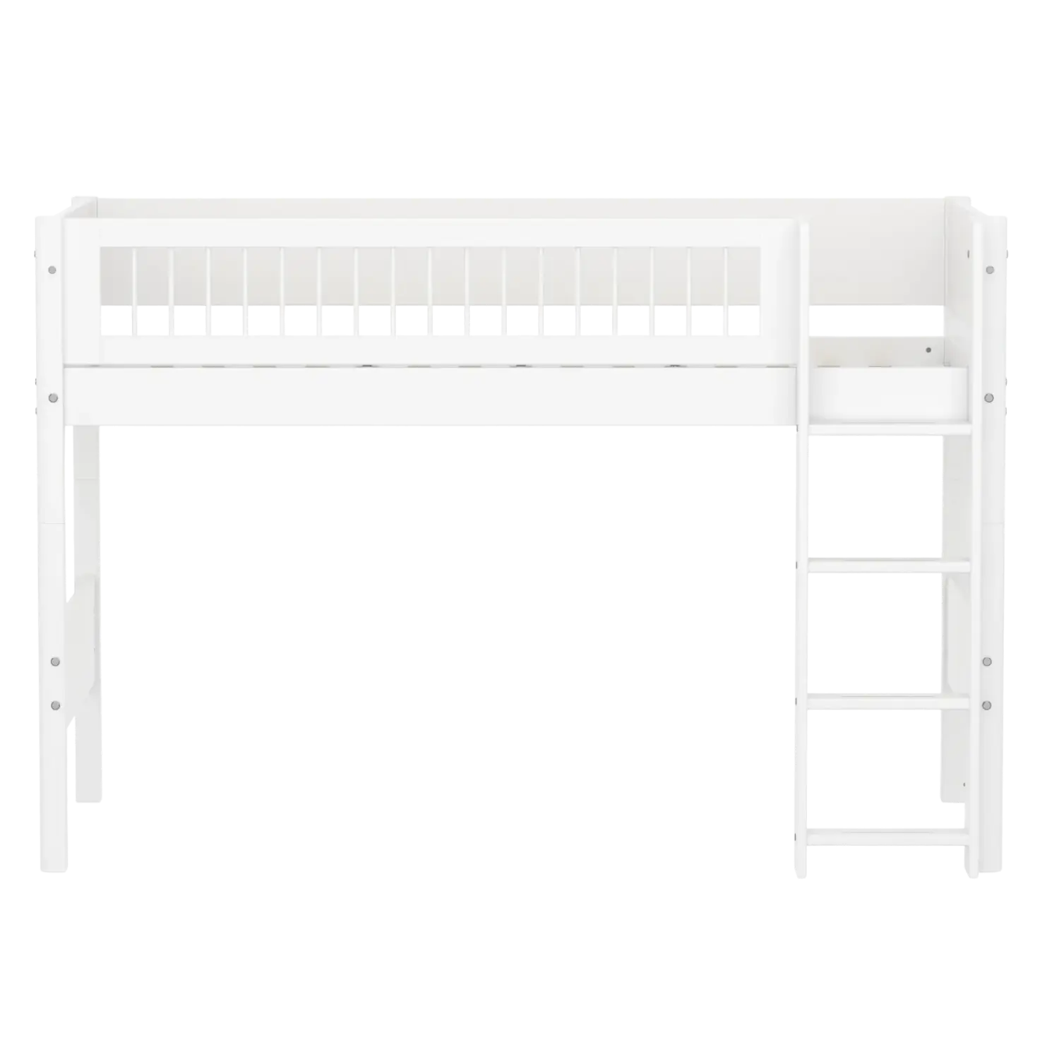 High Bed 143 cm with Ladder and Safety Rail, 90x200 cm, White FLEXA SEMI_HIGH-BED semi-highsleeper-200x90-f-wht-str-ladder-crossbars   90X200 flexa-com.myshopify.com