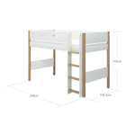 High Bed 143 cm with Ladder and Safety Rail, 90x200 cm, White/Oak SEMI_HIGH-BED 200 flexa-com.myshopify.com