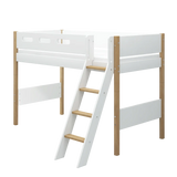High Bed 143 cm with Ladder and Safety Rail, 90x200 cm, White/Oak SEMI_HIGH-BED 200 flexa-com.myshopify.com