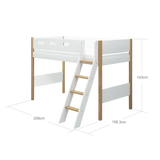 High Bed 143 cm with Ladder and Safety Rail, 90x200 cm, White/Oak SEMI_HIGH-BED 200 flexa-com.myshopify.com