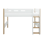 High Bed 143 cm with Ladder and Safety Rail, 90x200 cm, White/Oak SEMI_HIGH-BED 200 flexa-com.myshopify.com