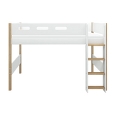 High Bed 143 cm with Ladder and Safety Rail, 90x200 cm, White/Oak SEMI_HIGH-BED 200 flexa-com.myshopify.com