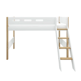High Bed 143 cm with Ladder and Safety Rail, 90x200 cm, White/Oak SEMI_HIGH-BED 200 flexa-com.myshopify.com