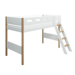 High Bed 143 cm with Ladder and Safety Rail, 90x200 cm, White/Oak SEMI_HIGH-BED 200 flexa-com.myshopify.com