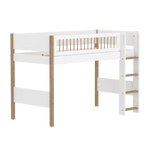 High Bed 143 cm with Ladder and Safety Rail, 90x200 cm, White/Oak SEMI_HIGH-BED 90X200 flexa-com.myshopify.com