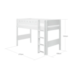 High Bed 143 cm with Ladder and Safety Rail, 90x200 cm, White SEMI_HIGH-BED 200 flexa-com.myshopify.com