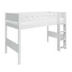 High Bed 143 cm with Ladder and Safety Rail, 90x200 cm, White SEMI_HIGH-BED 200 flexa-com.myshopify.com