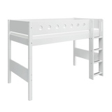 High Bed 143 cm with Ladder and Safety Rail, 90x200 cm, White SEMI_HIGH-BED 200 flexa-com.myshopify.com