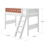 High Bed 143 cm with Ladder and Safety Rail, 90x200 cm, White SEMI_HIGH-BED 200 flexa-com.myshopify.com
