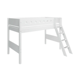 High Bed 143 cm with Ladder and Safety Rail, 90x200 cm, White SEMI_HIGH-BED 200 flexa-com.myshopify.com
