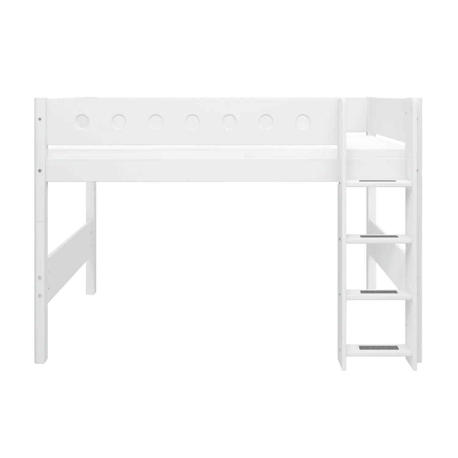 High Bed 143 cm with Ladder and Safety Rail, 90x200 cm, White SEMI_HIGH-BED 200 flexa-com.myshopify.com