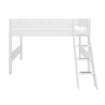 High Bed 143 cm with Ladder and Safety Rail, 90x200 cm, White SEMI_HIGH-BED 200 flexa-com.myshopify.com