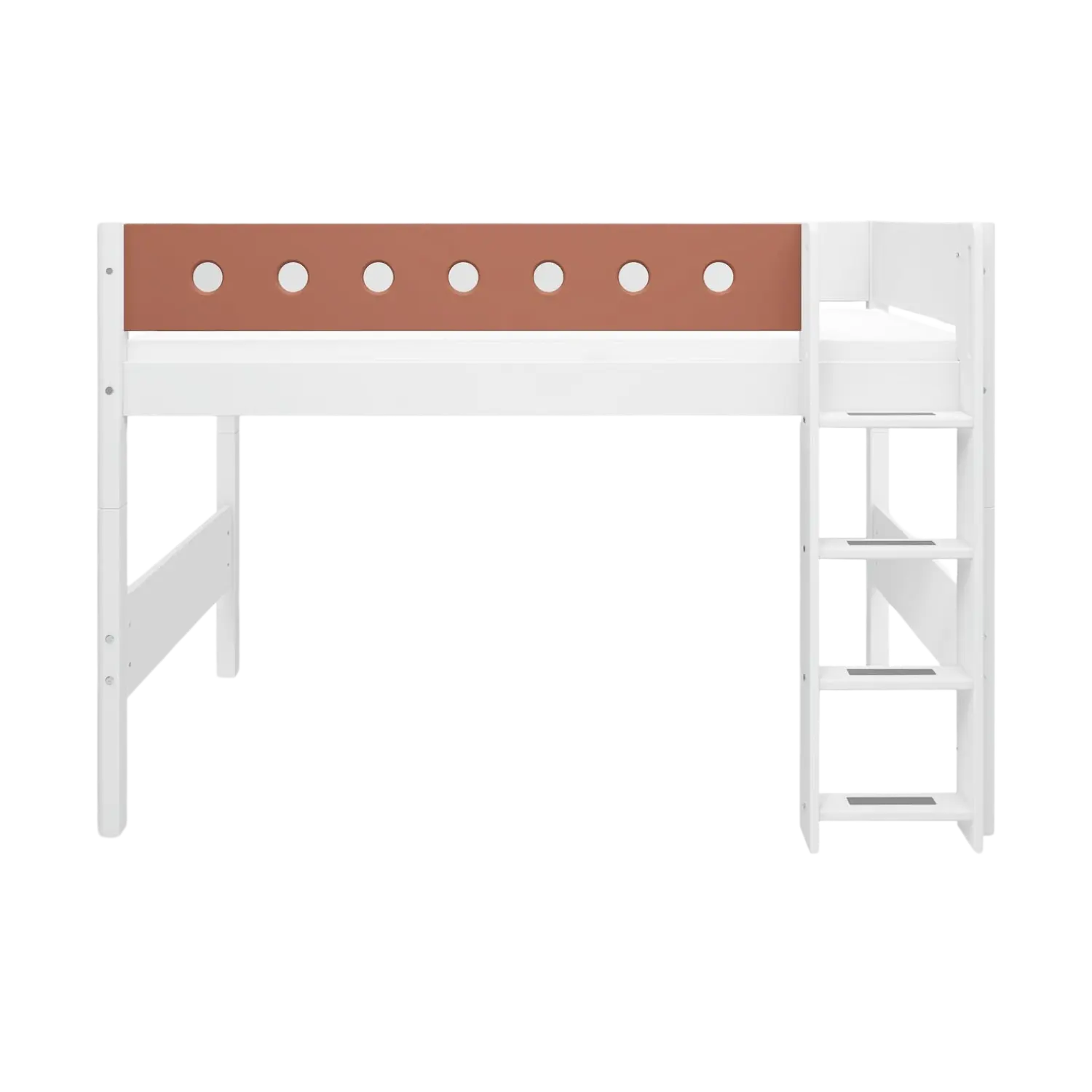 High Bed 143 cm with Ladder and Safety Rail, 90x200 cm, White SEMI_HIGH-BED 200 flexa-com.myshopify.com