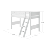 High Bed 143 cm with Ladder and Safety Rail, 90x200 cm, White SEMI_HIGH-BED 200 flexa-com.myshopify.com