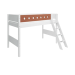 High Bed 143 cm with Ladder and Safety Rail, 90x200 cm, White SEMI_HIGH-BED 200 flexa-com.myshopify.com