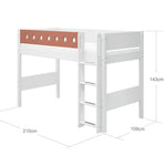 High Bed 143 cm with Ladder and Safety Rail, 90x200 cm, White SEMI_HIGH-BED 200 flexa-com.myshopify.com