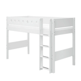 High Bed 143 cm with Ladder and Safety Rail, 90x200 cm, White SEMI_HIGH-BED 200 flexa-com.myshopify.com