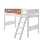 High Bed 143 cm with Ladder and Safety Rail, 90x200 cm, White SEMI_HIGH-BED 200 flexa-com.myshopify.com