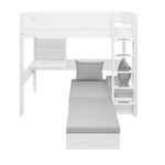 High Bed 184 cm with Desk, Sofa, Ladder and Safety Rail, 90x200 cm, White HIGHBED 200 flexa-com.myshopify.com