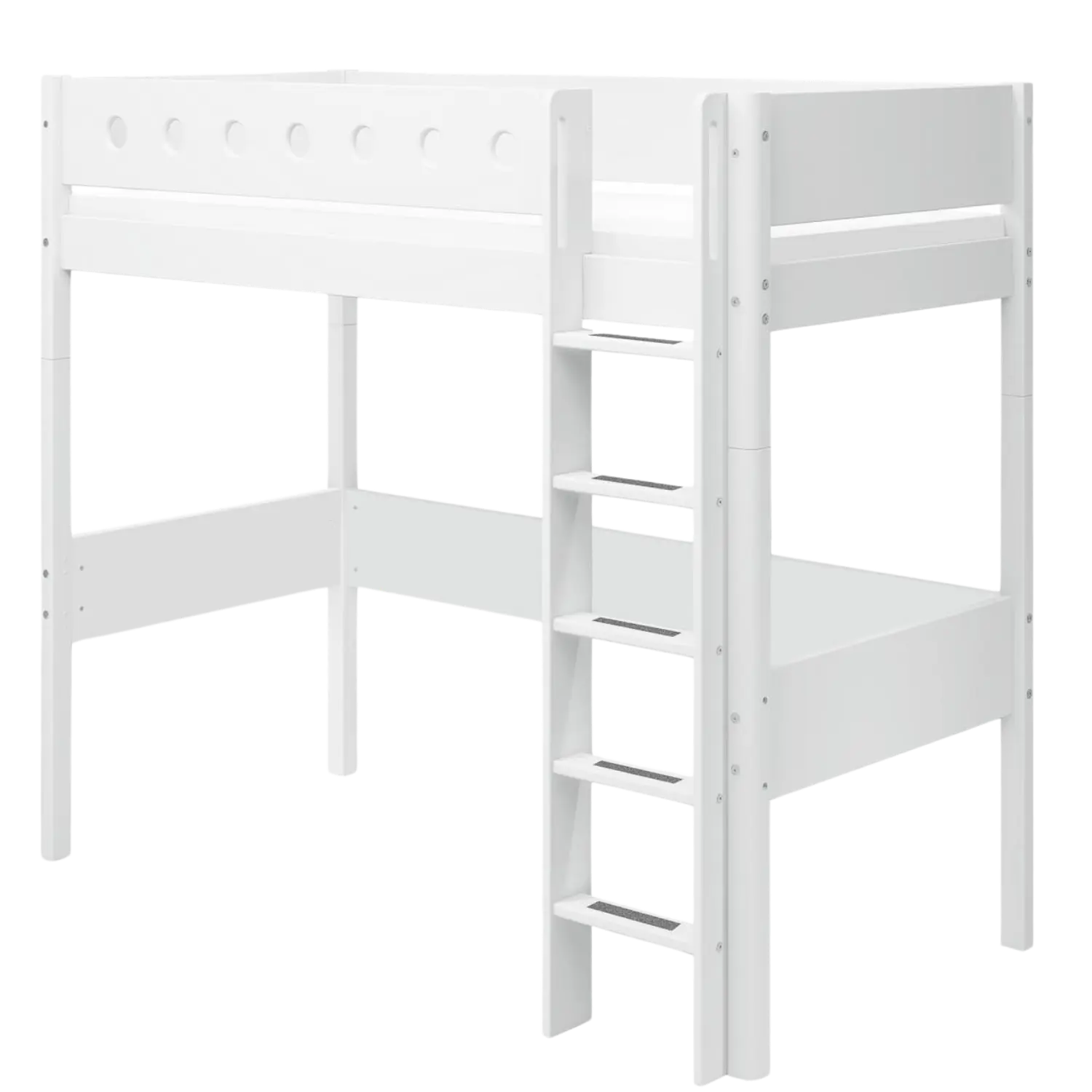 High Bed 184 cm with Ladder and Safety Rail, 90x200 cm, White FLEXA HIGHBED high-bed-w-straight-ladder-white-white-1   200 flexa-com.myshopify.com