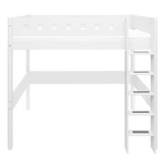 High Bed 184 cm with Ladder and Safety Rail, 90x200 cm, White FLEXA HIGHBED high-bed-w-straight-ladder-white-white-1   200 flexa-com.myshopify.com