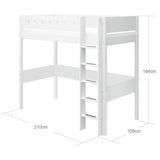 High Bed 184 cm with Ladder and Safety Rail, 90x200 cm, White HIGHBED 200 flexa-com.myshopify.com