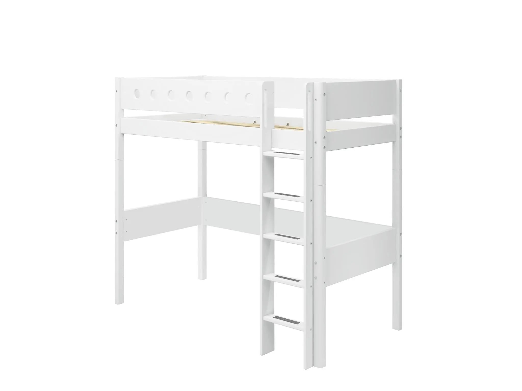 High Bed 184 cm with Ladder and Safety Rail, 90x200 cm, White HIGHBED 200 flexa-com.myshopify.com