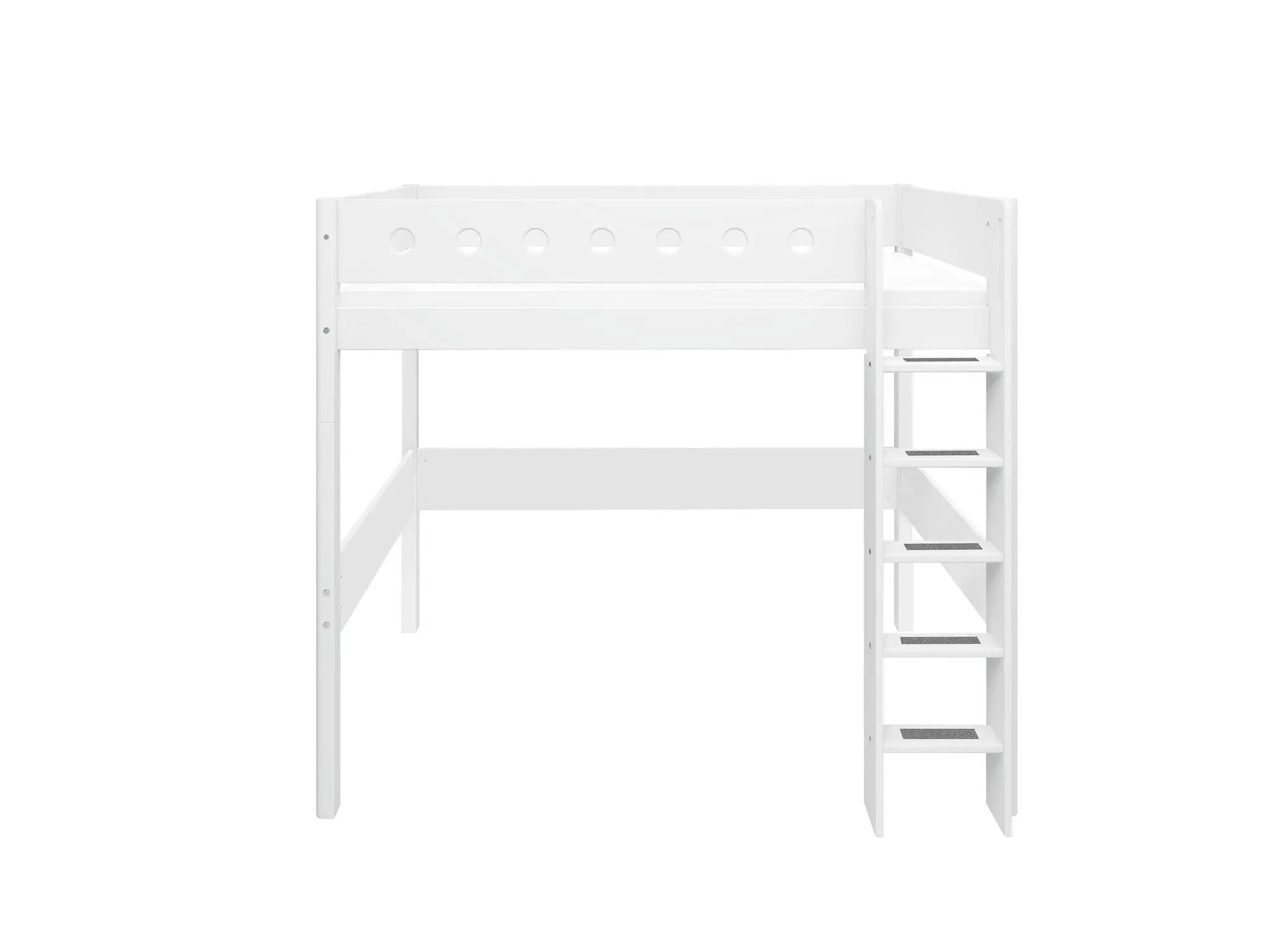 High Bed 184 cm with Ladder and Safety Rail, 90x200 cm, White HIGHBED 200 flexa-com.myshopify.com