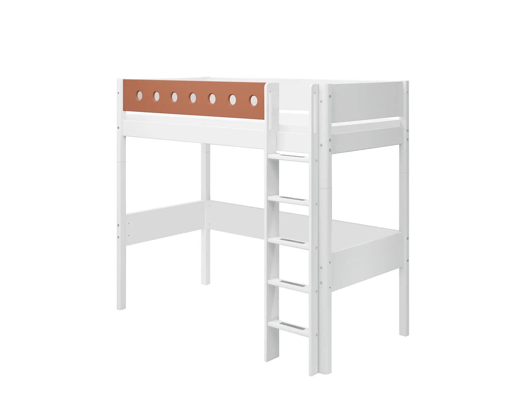 High Bed 184 cm with Ladder and Safety Rail, 90x200 cm, White HIGHBED 200 flexa-com.myshopify.com