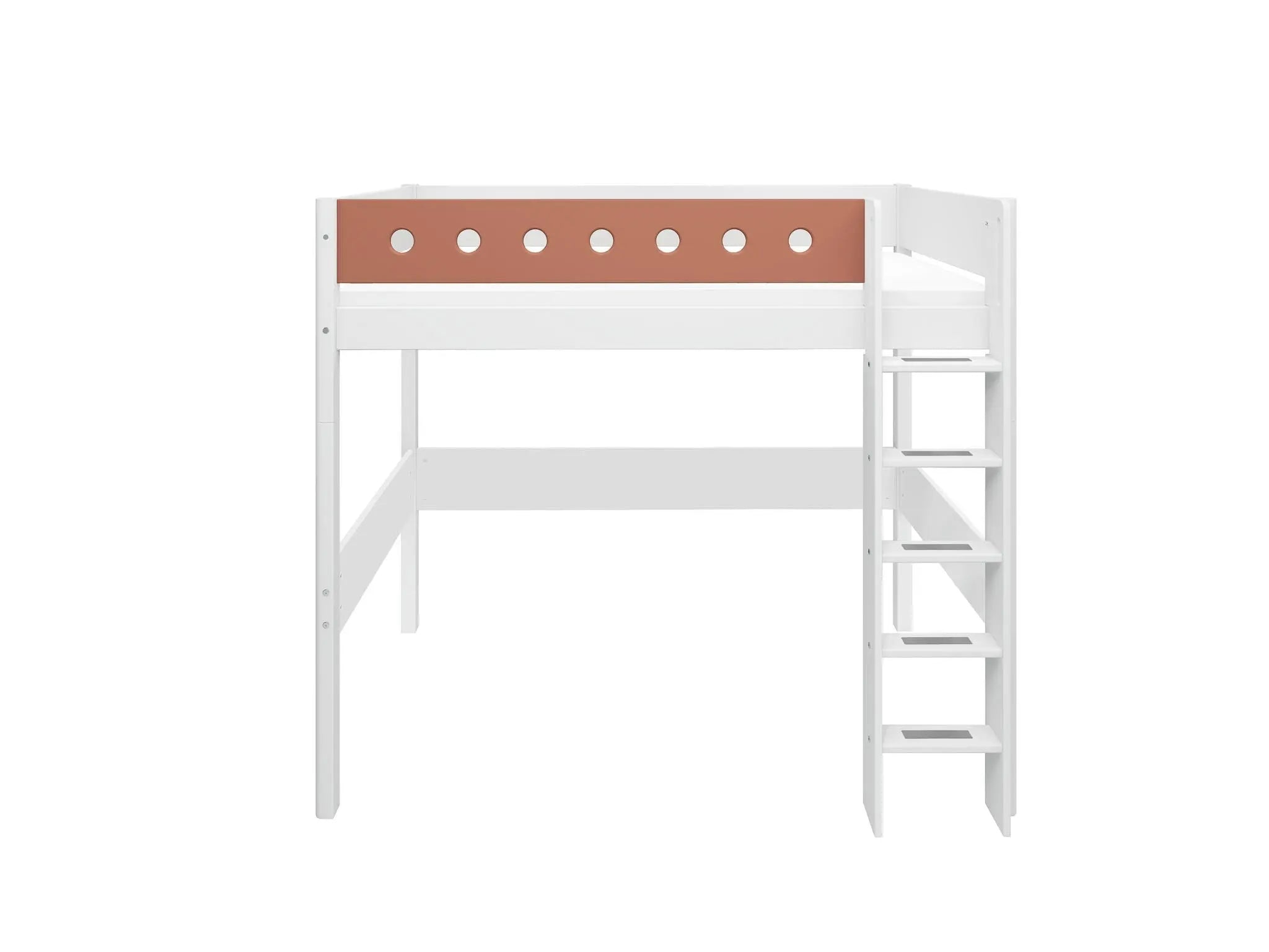 High Bed 184 cm with Ladder and Safety Rail, 90x200 cm, White HIGHBED 200 flexa-com.myshopify.com