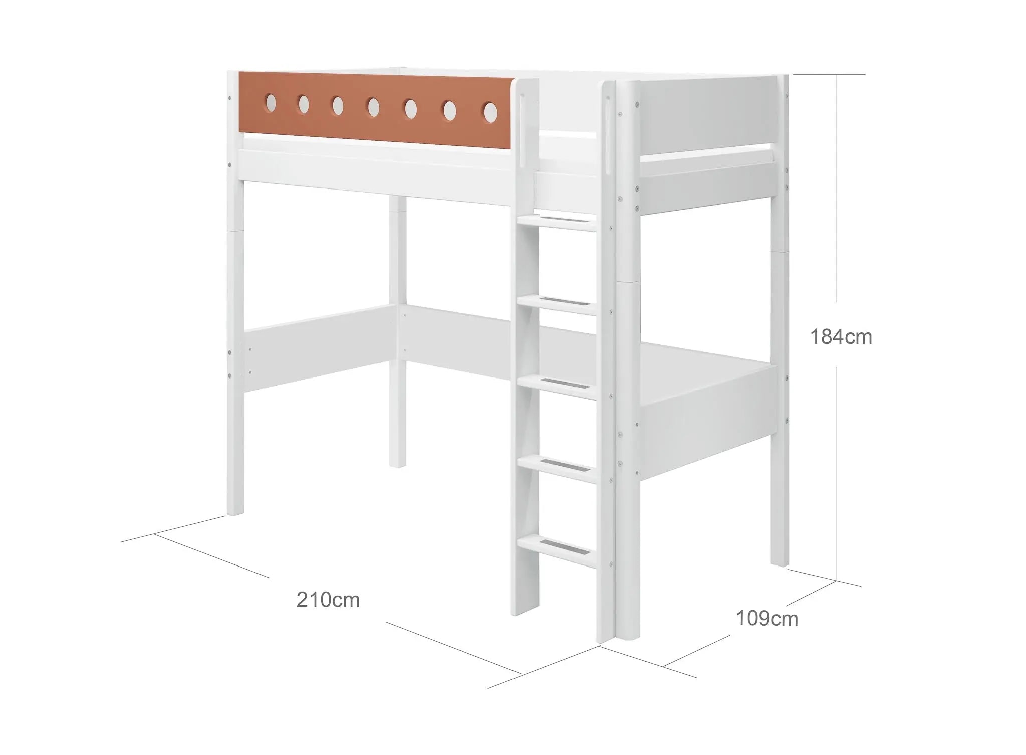 High Bed 184 cm with Ladder and Safety Rail, 90x200 cm, White HIGHBED 200 flexa-com.myshopify.com